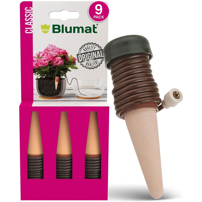 Blumat Classic Self-Watering Stakes - Automatic Drip Irrigation System for Indoor Plant Watering & Outdoor - Water Drip Solution for Potted Plants - Slow Release Stakes, 9 Pack, wo Adapter - Image 1